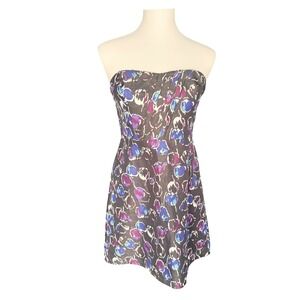 American Eagle Outfitters Strapless Floral Mini Dress Purple Blue Size 6